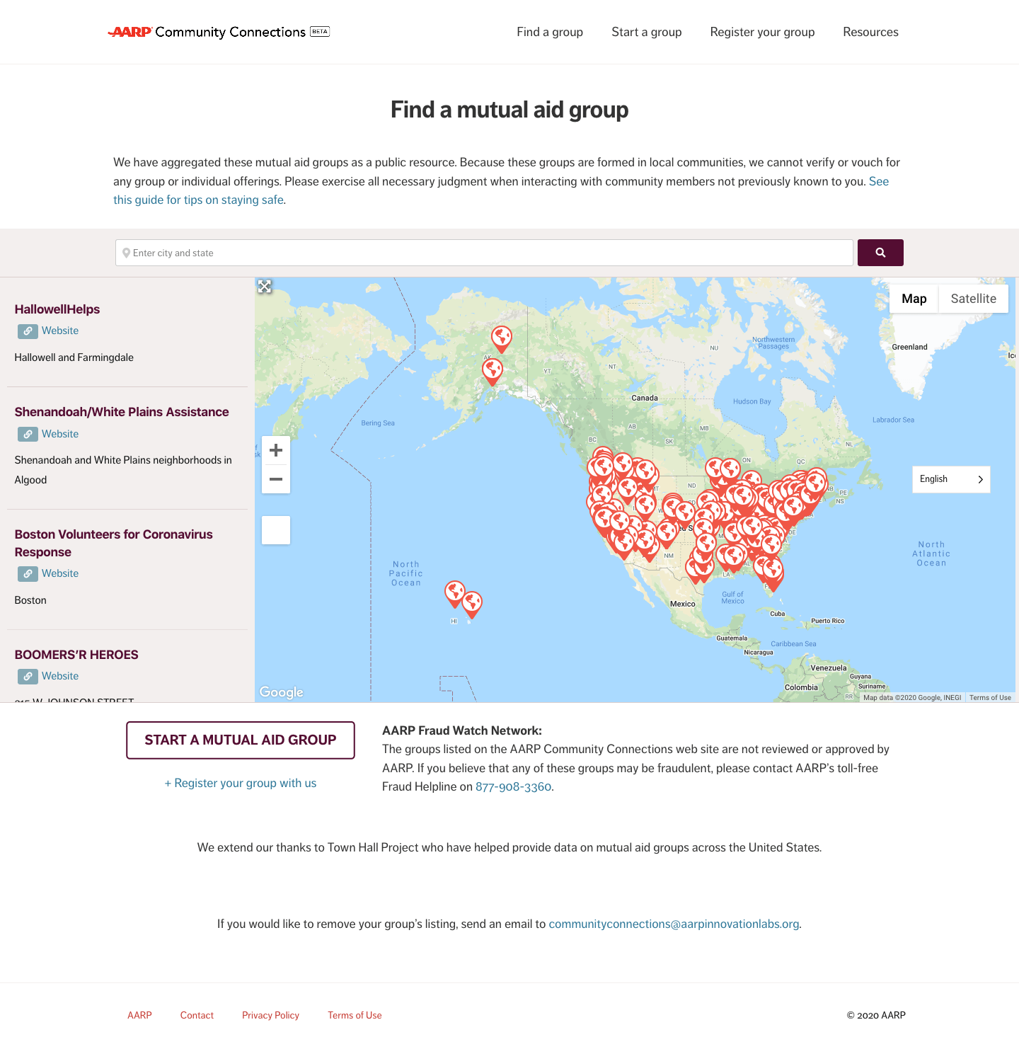 Map of mutual aid groups